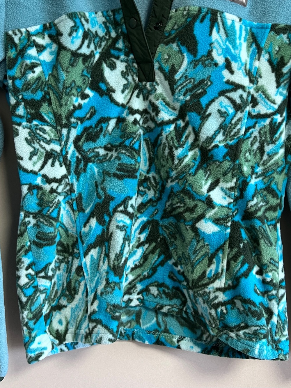 Columbia Blue and Teal Floral Fleece Snap Pullover - Picture 3 of 8